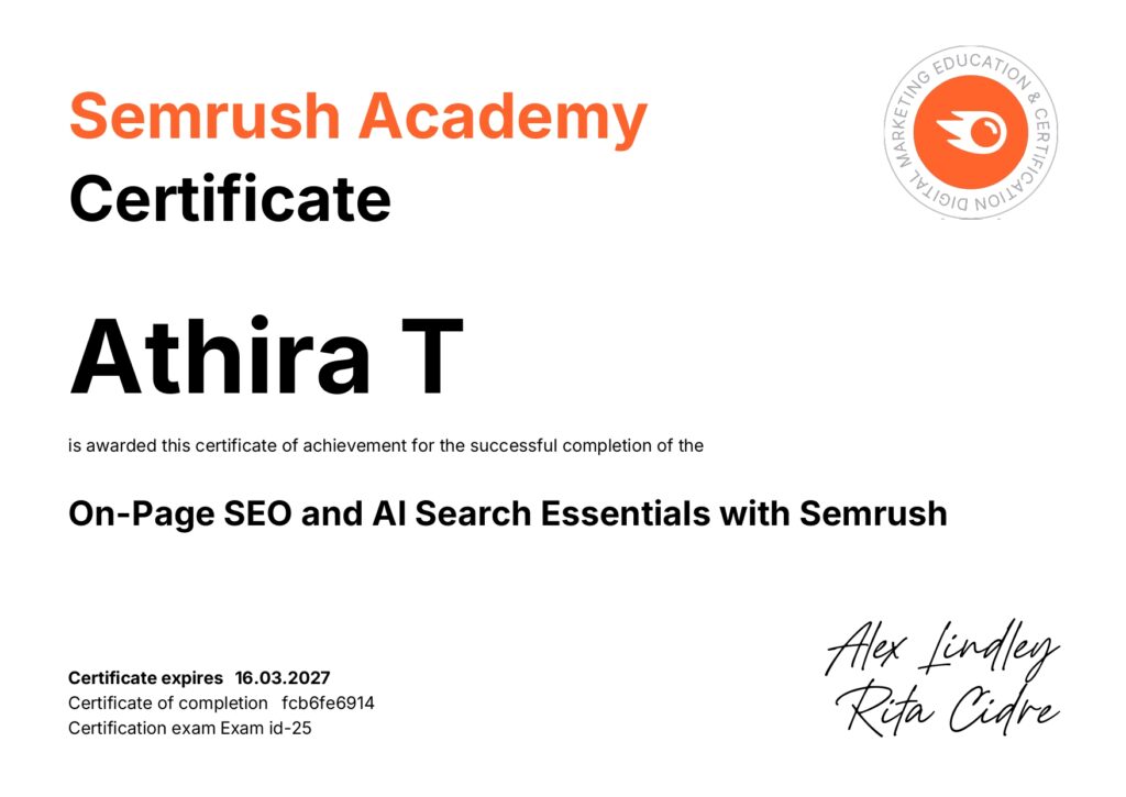 on-page-seo-and-ai-search-essentials-with-semrush-athira-rajinesh
